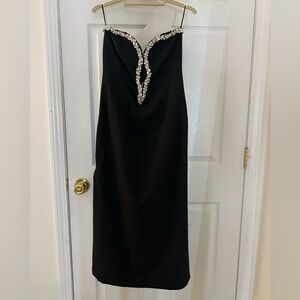 Bardot Black Strapless Midi Dress with Crystal Trim
